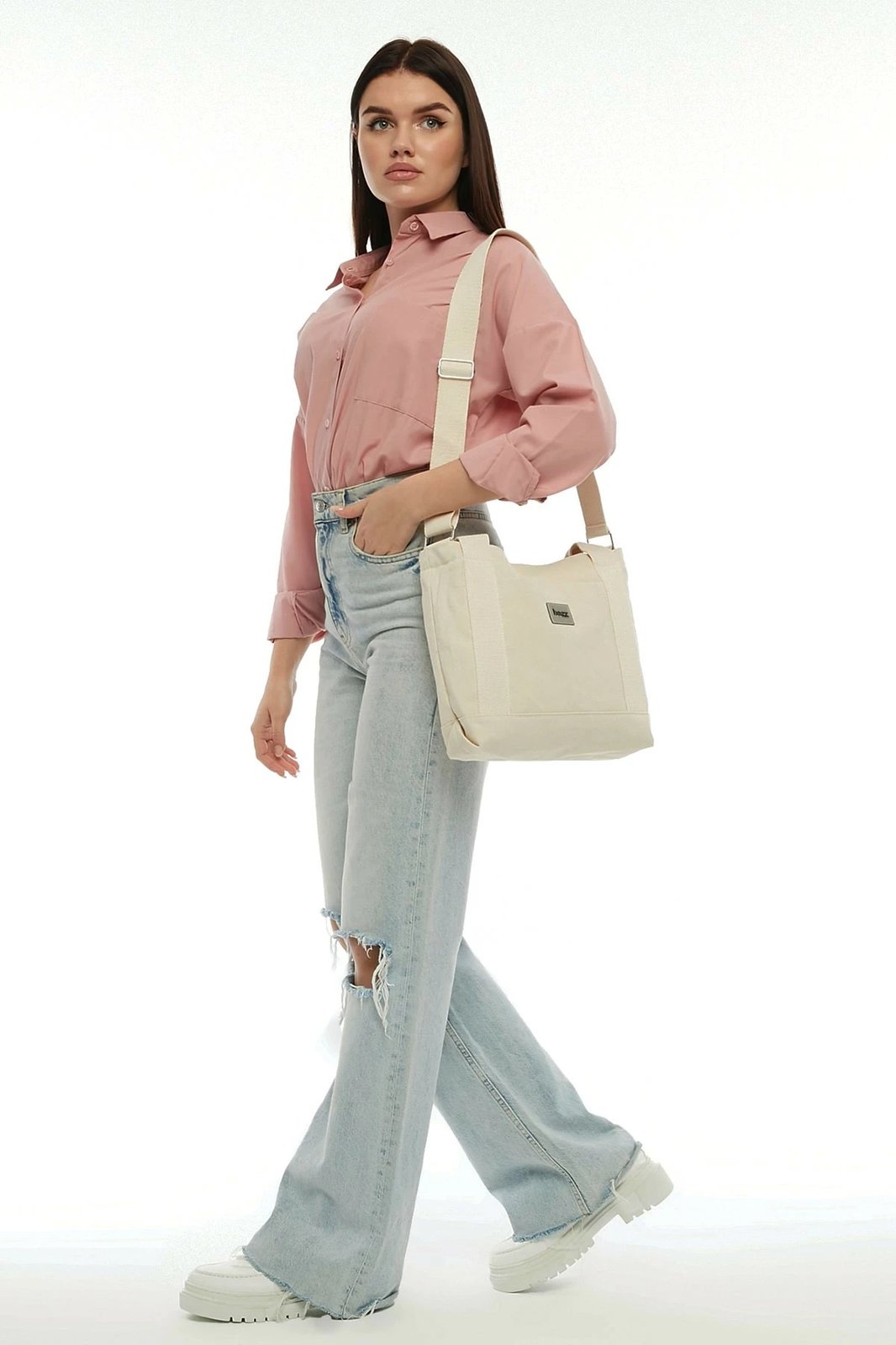 Çantë tote krem Zoozie Bags, 2143