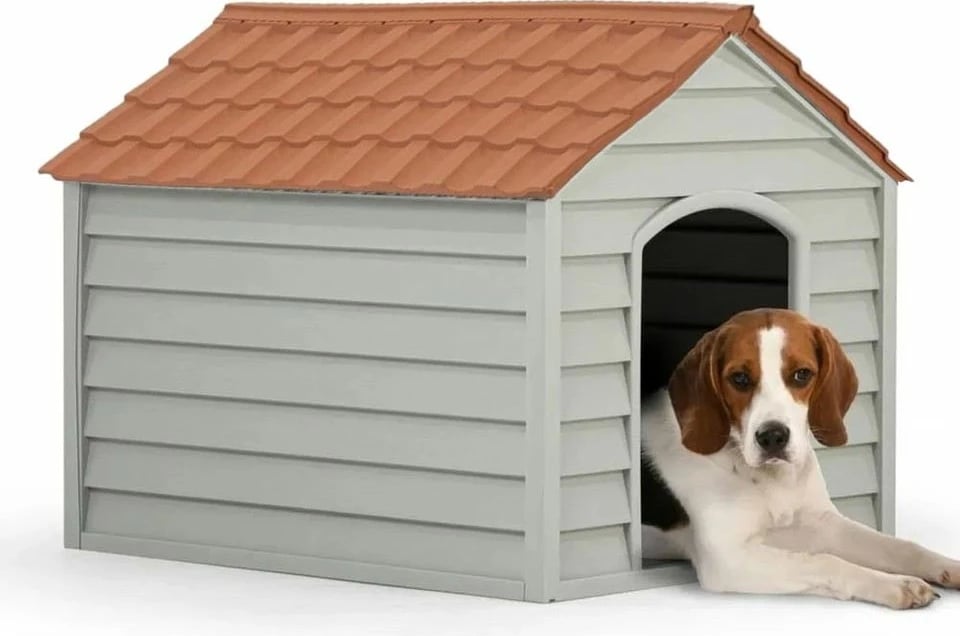 Shtëpi për kafshë, plastikë, gri dhe kafe, 76x64x62cm, Paws & Whiskers, 5100-2