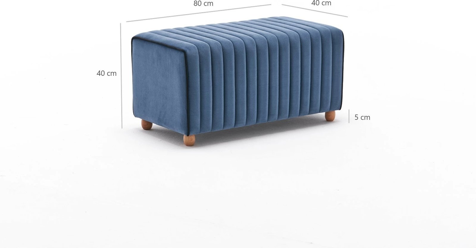 Puf Mabel, kadife blu, trup druri, 80x40x40cm