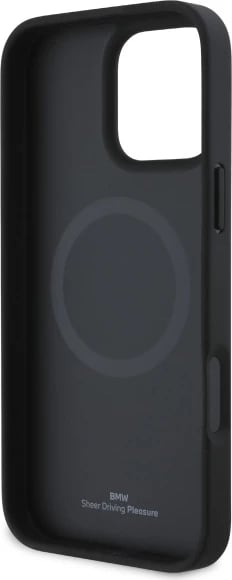 Mbështjellës BMW Sign Leather Textured And Line MagSafe për iPhone 16 Pro Max, Gri