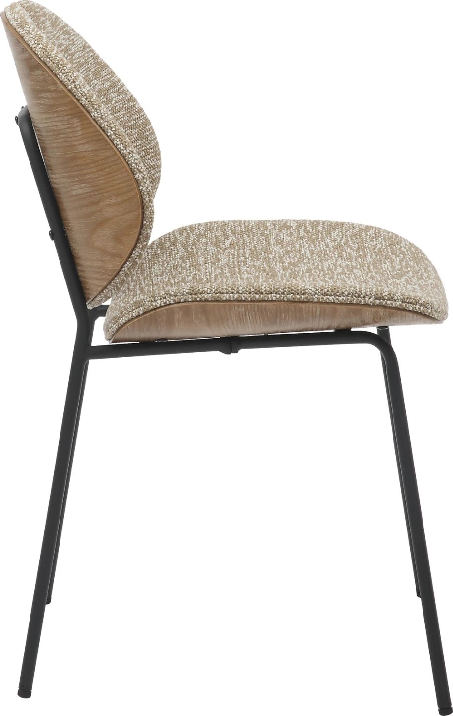 Karrige për ngrënie LUNGS FH9982.01, kornizë metalike e zezë, pëlhurë bezhë, 49x53.5x80H cm, set prej 2 copësh