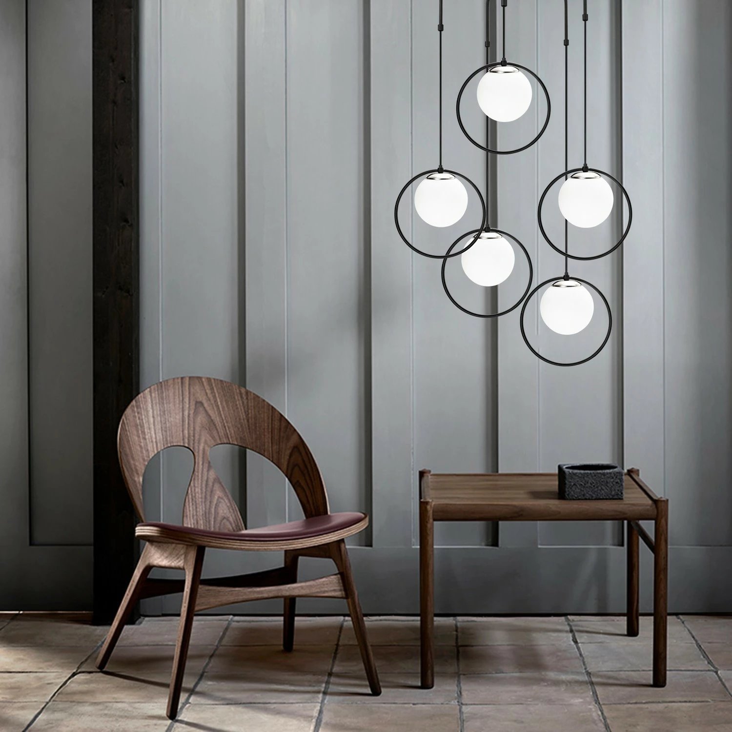 Llambë tavani Opviq Dolunay, e zezë dhe e bardhë, 5 copa