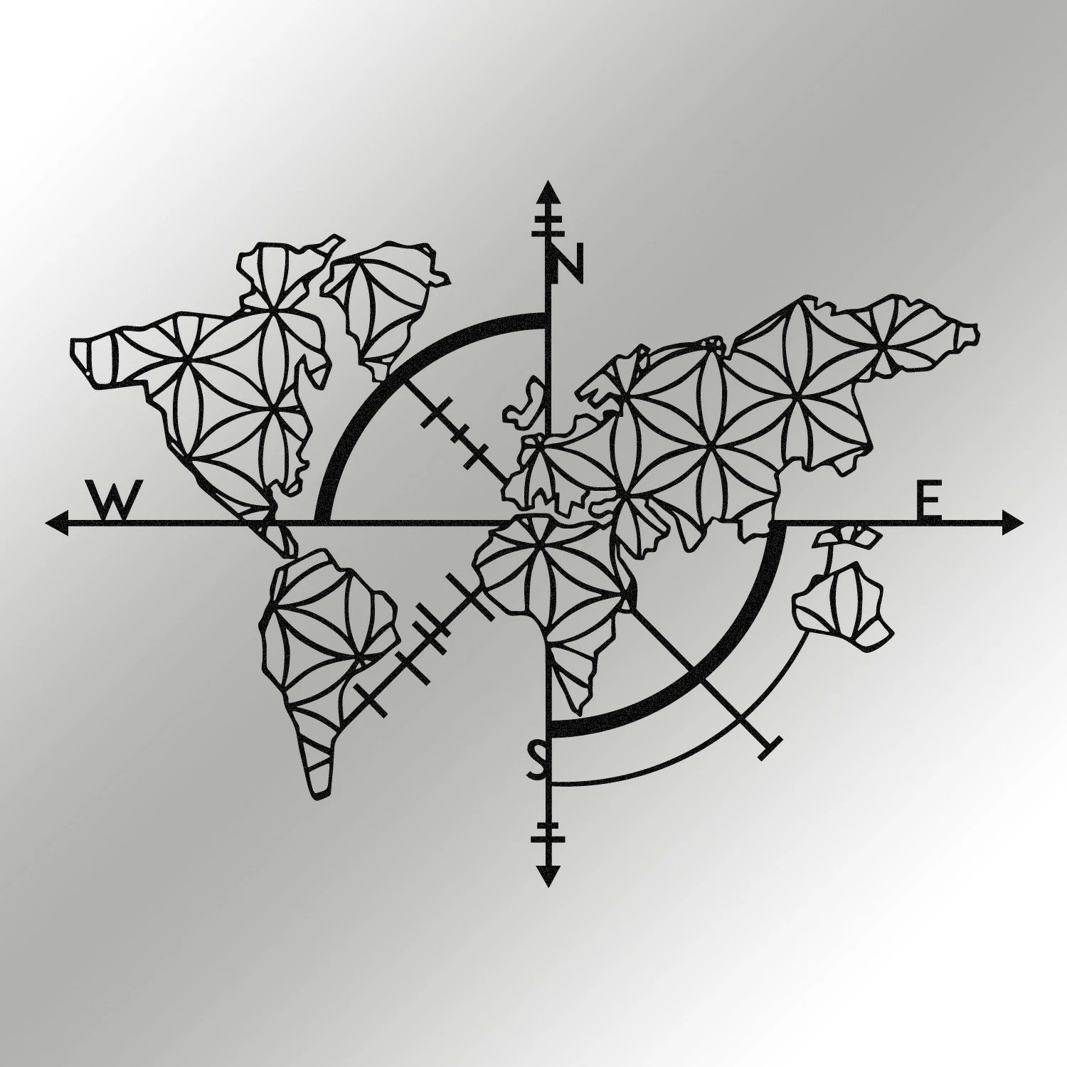 Aksesor dekorativ metalik për mur, Wallity Ritorno, ngjyrë e zezë, 97x70cm