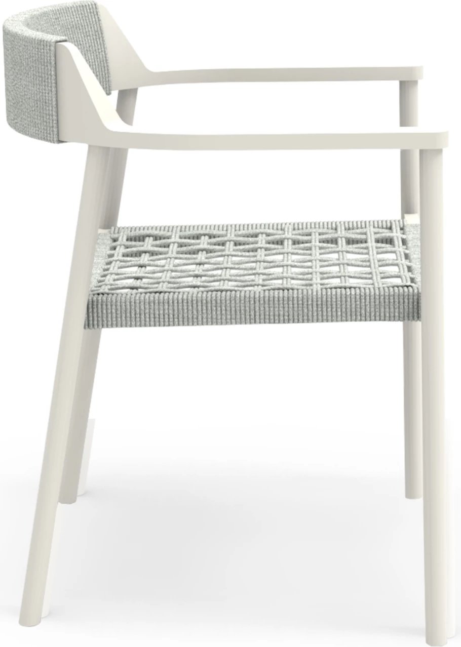 Karrige ngrënieje për jashtë, alumini krem i bardhë, litar P.E. bezhë, HELIA CD6200.02, 57x56.5x76.5cm