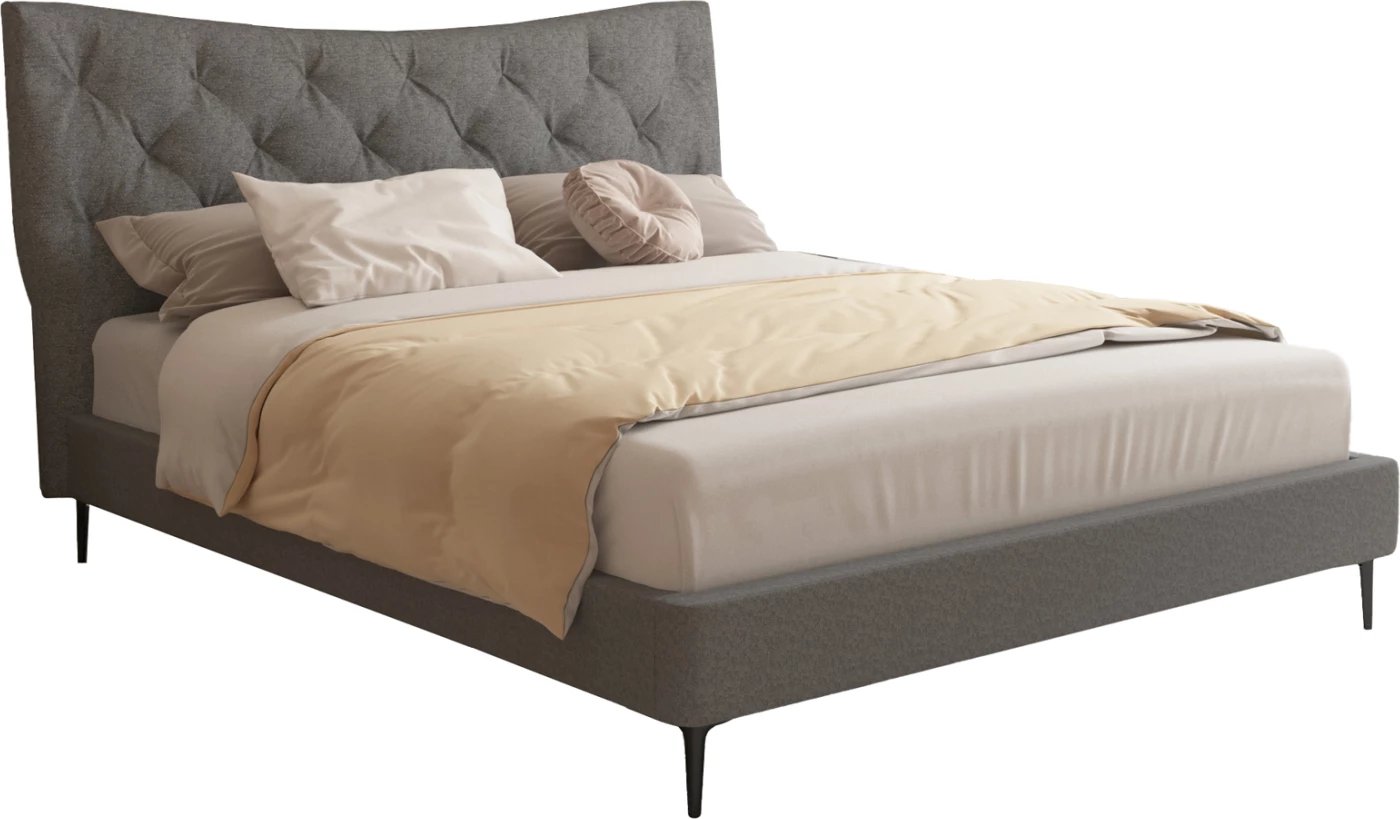 Krevat dopio JILL, material stof, ngjyrë gri, për dyshek 160x200cm