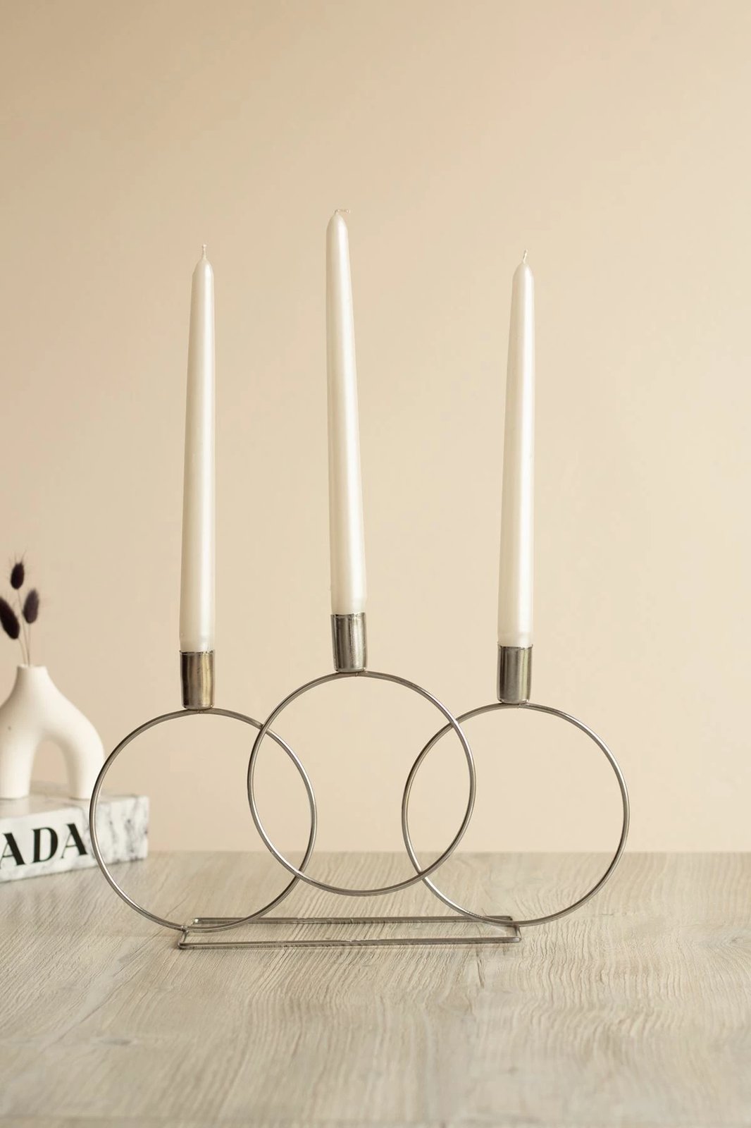 Mbajtës qirinjsh Evila Originals, rrethor, ngjyrë argjendi