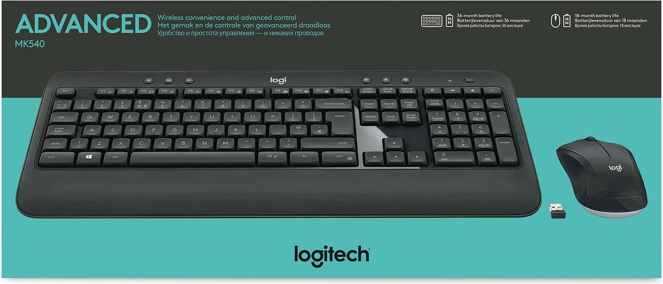 Set tastierë AZERTY Logitech MK540 wireless me maus, e zezë-bardhë
