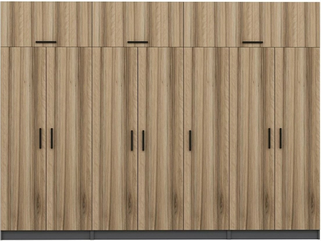 Dollap i madh Skye Decor, ngjyrë arre dhe antracit, 315x235x52cm, 13 pjesë