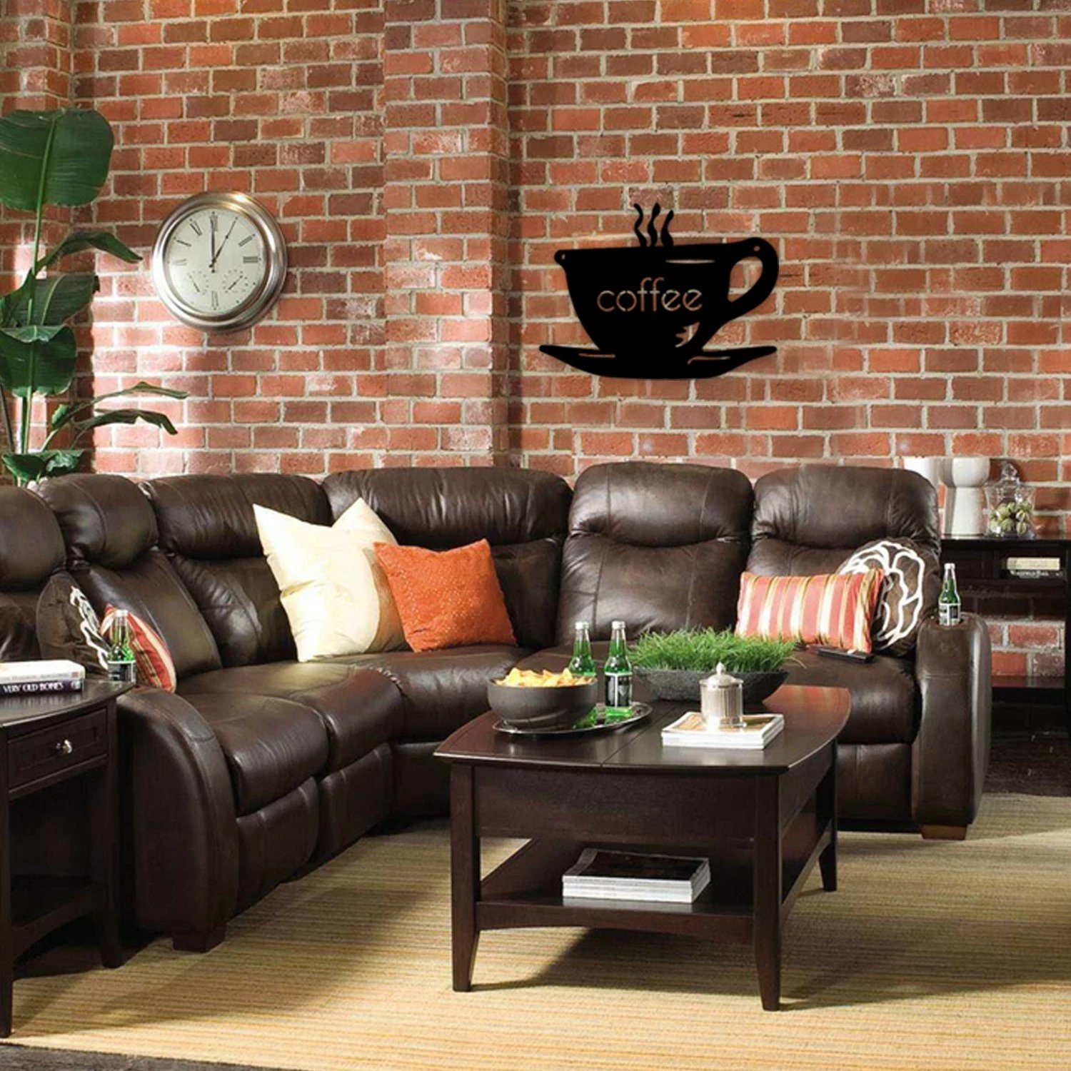 Aksesor dekorativ metalik për mur, filxhan kafeje, ngjyrë e zezë, Wallity, 50x36cm