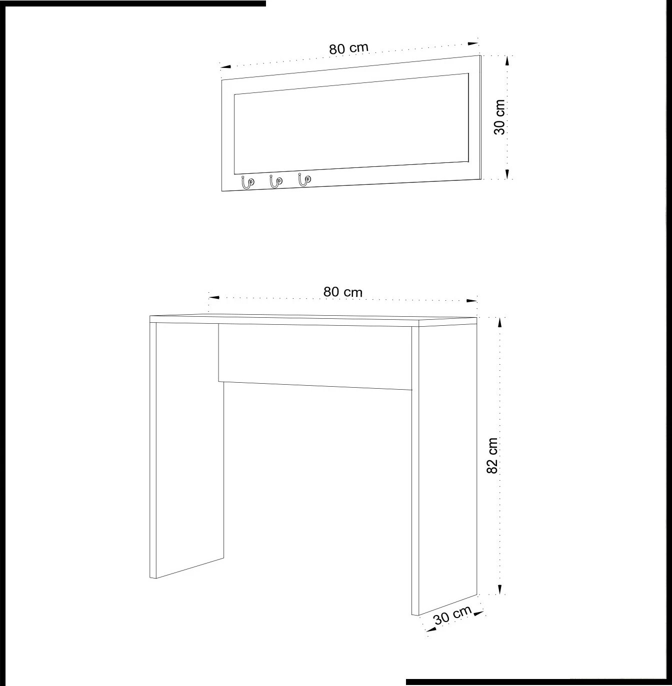 Komodë moderne, ngjyrë e bardhë, Skye Decor, 80x82x30cm me varëse çelësash