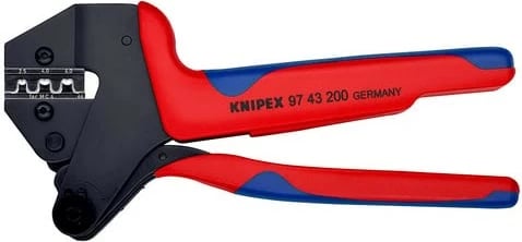 Vegël crimp Knipex Crimp-Systemzange, me kuti, kuqe/blu