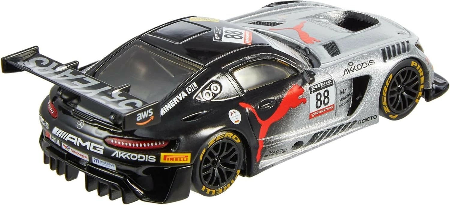 Makine lodër Hot Wheels Mercedes-AMG GT3, 1:43, Metal, Argjendtë/Zeze