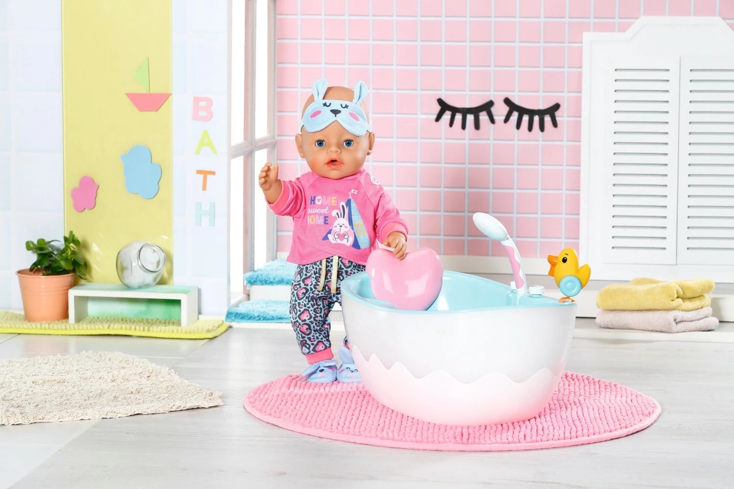 Vaskë lodër për kukulla, Baby Born (Zapf), 832691-116722, me drita & tinguj, dush i heqshëm automatik, kërkon 4xAA, blu e bardhë, me rosak spërkatës