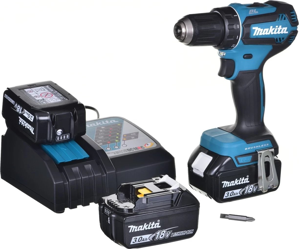 Makine vidash/shpimi pa kabllo MAKITA DDF485RF3J, 3x 18V 3Ah, e zezë