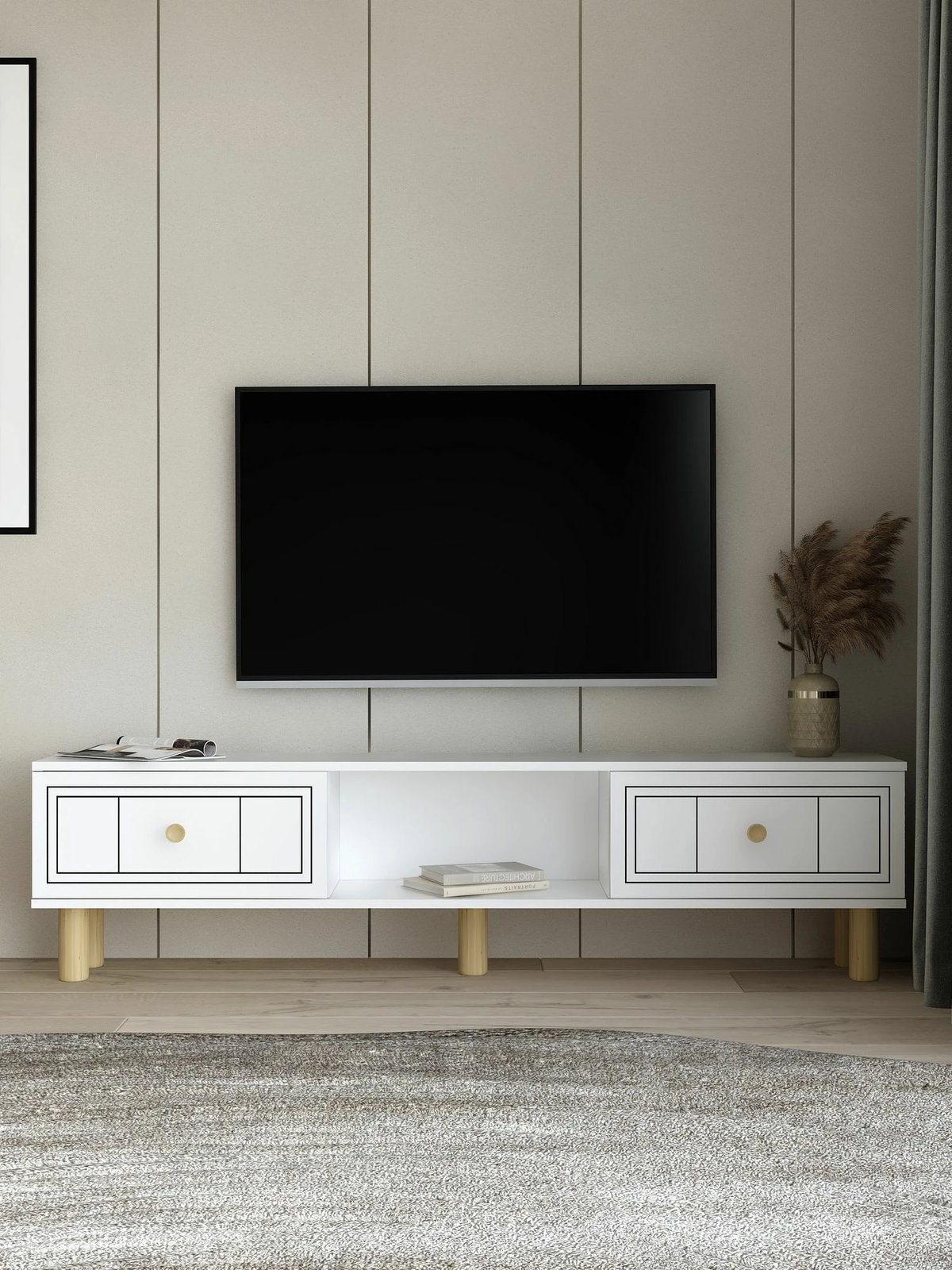 Komodë TV Skye Decor, Dario Bohem, e bardhë