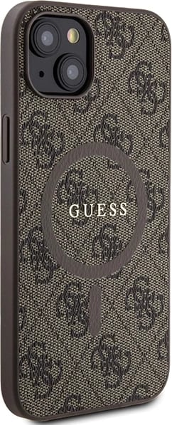 Mbështjellës Guess 4G Collection Leather Metal Logo MagSafe për iPhone 13/14/15, Kafe Mbështjellës Guess 4G Collection Leather Metal Logo MagSafe për iPhone 13/14/15, Kafe