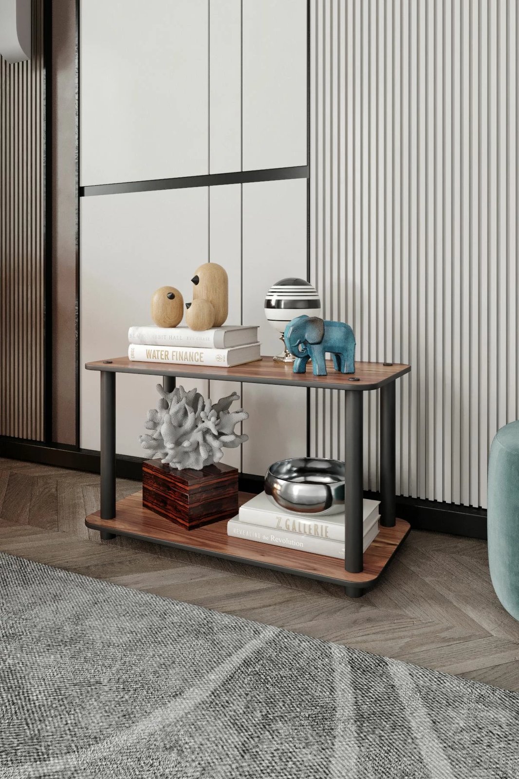 Tavolinë kafeje, dy kate, ngjyrë arre, Skye Decor