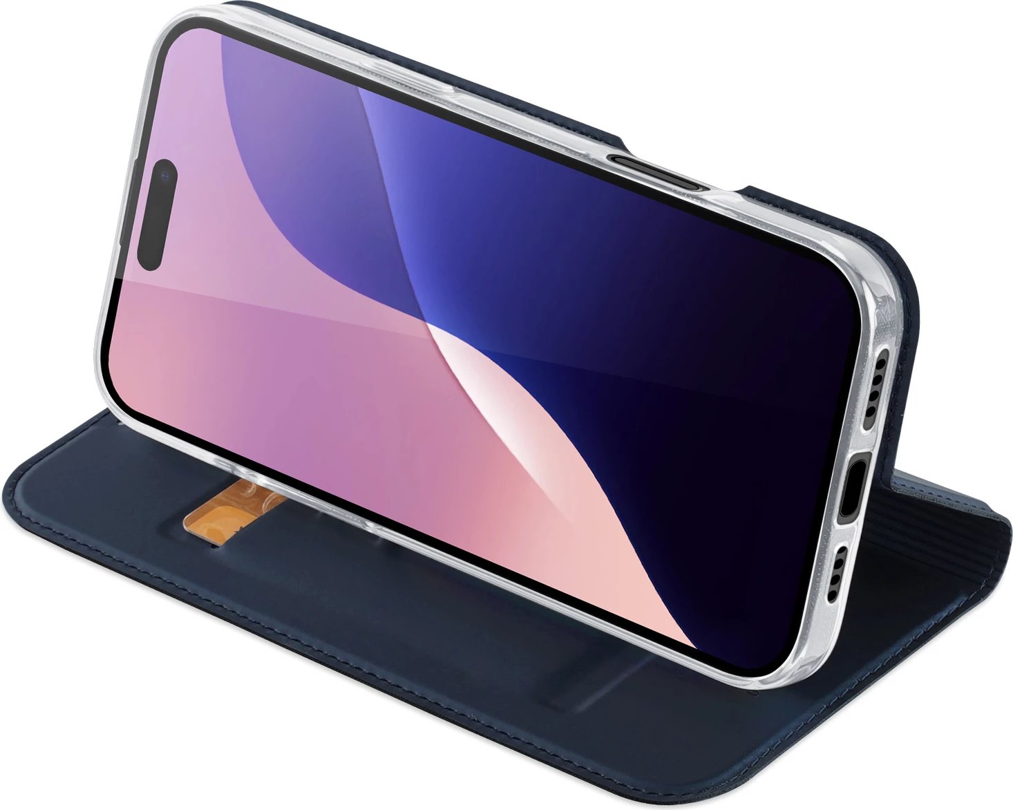 Mbështjellës Dux Ducis Skin Pro për iPhone 16 Pro Max, me kapak dhe xhep për kartela, kaltër Mbështjellës Dux Ducis Skin Pro për iPhone 16 Pro Max, me kapak dhe xhep për kartela, kaltër