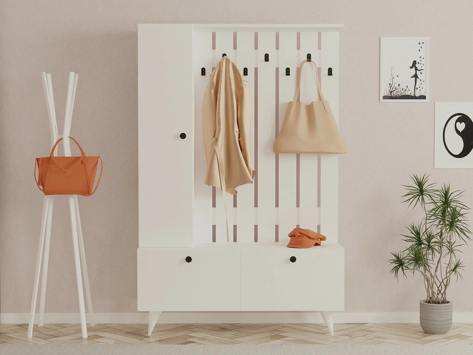 Stendë hyrje Skye Decor, Lala, e bardhë