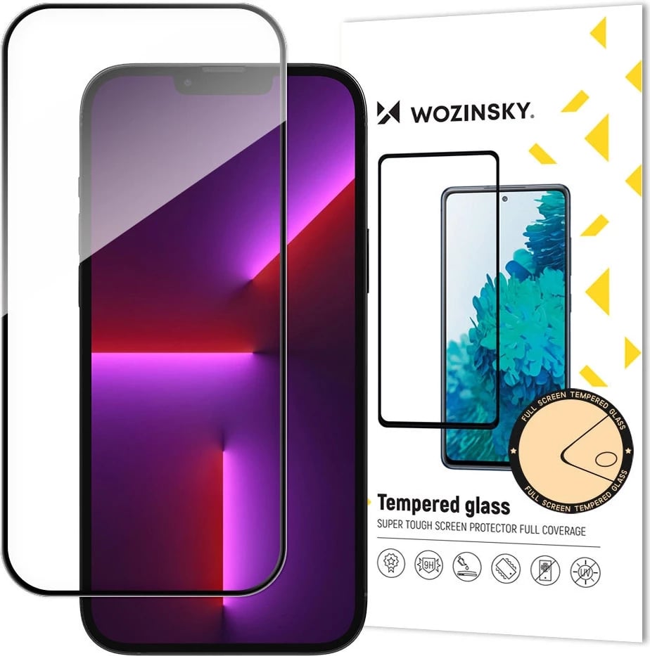 Xham i temperuar Wozinsky Full Glue për iPhone 16, kornizë e zezë