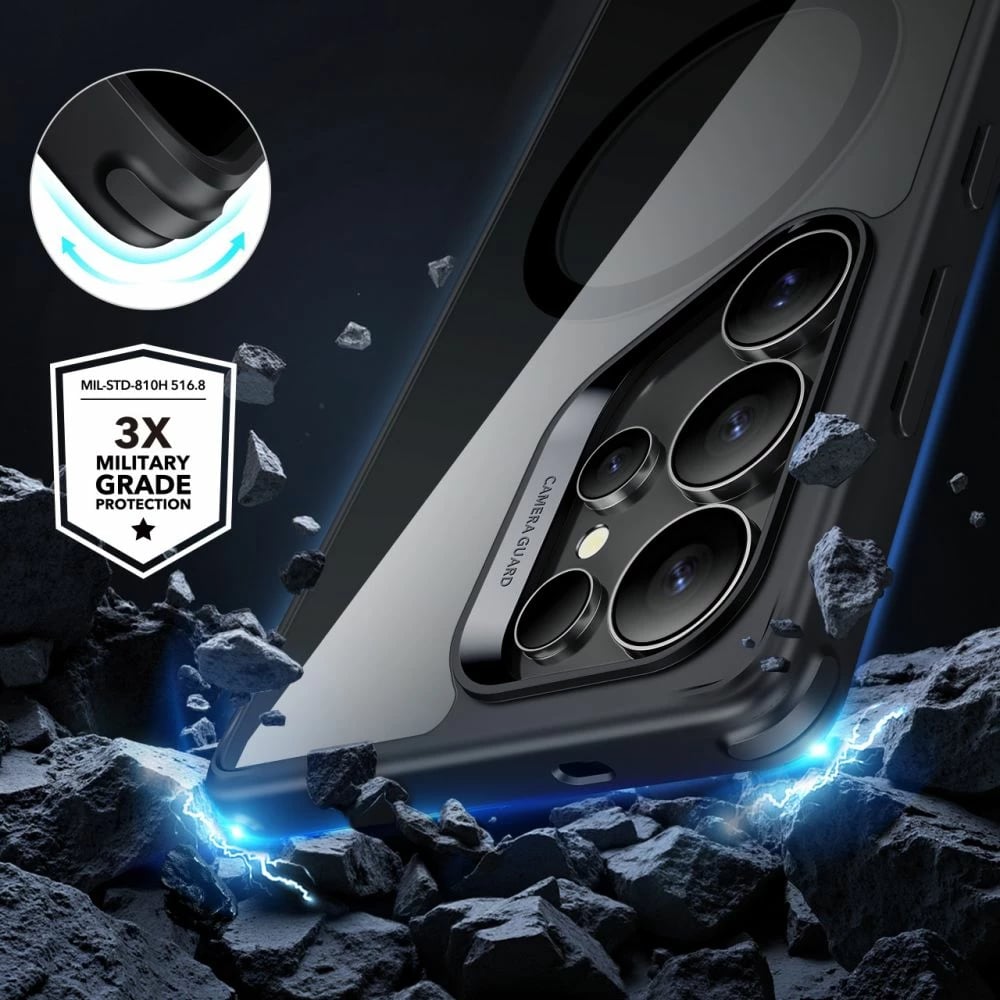 Mbështjellës ESR Classic Hybrid HaloLock MagSafe për Samsung Galaxy S25 Ultra, i zi/transparente