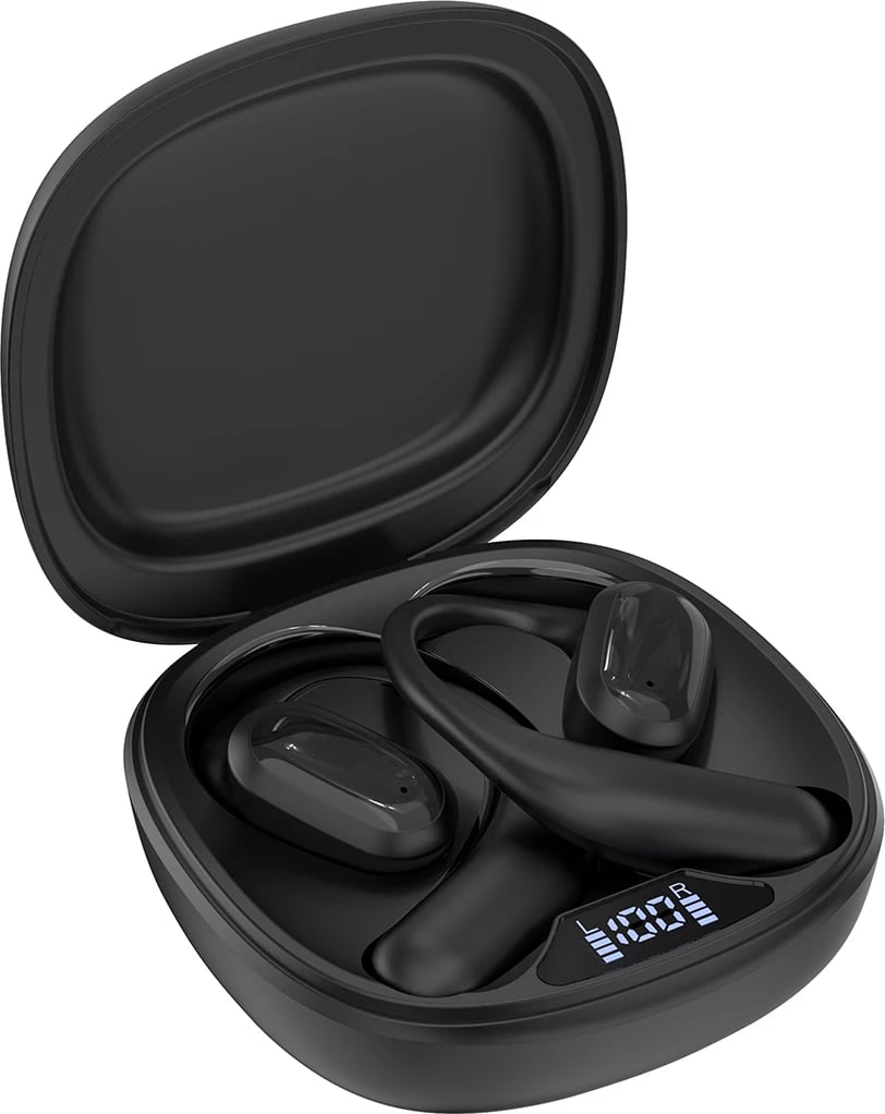 Kufje TWS Choetech OWS BH-T25-BK, Bluetooth 5.3, me ekran LED, të zeza