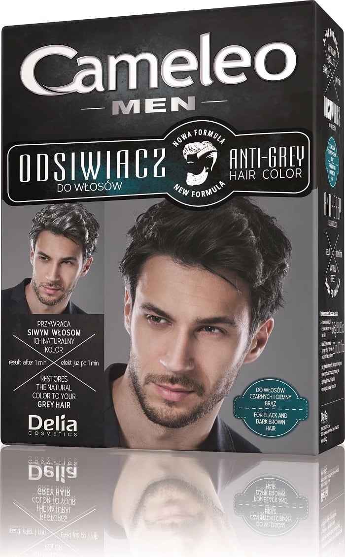 Ngjyrë për flokë për burra Cameleo Anti-Grey Hair Color Hair Depigmenter 01 Black, 1 copë, 01 Black