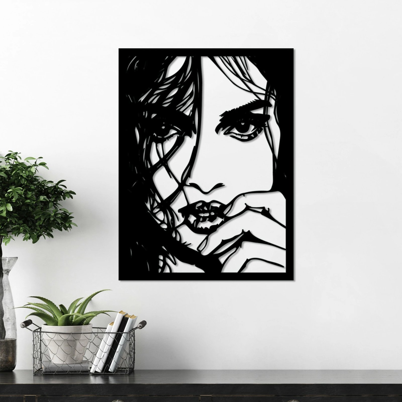 Aksesor dekorativ metalik për mur, Wallity, Mirabella, ngjyrë e zezë, 56x42cm