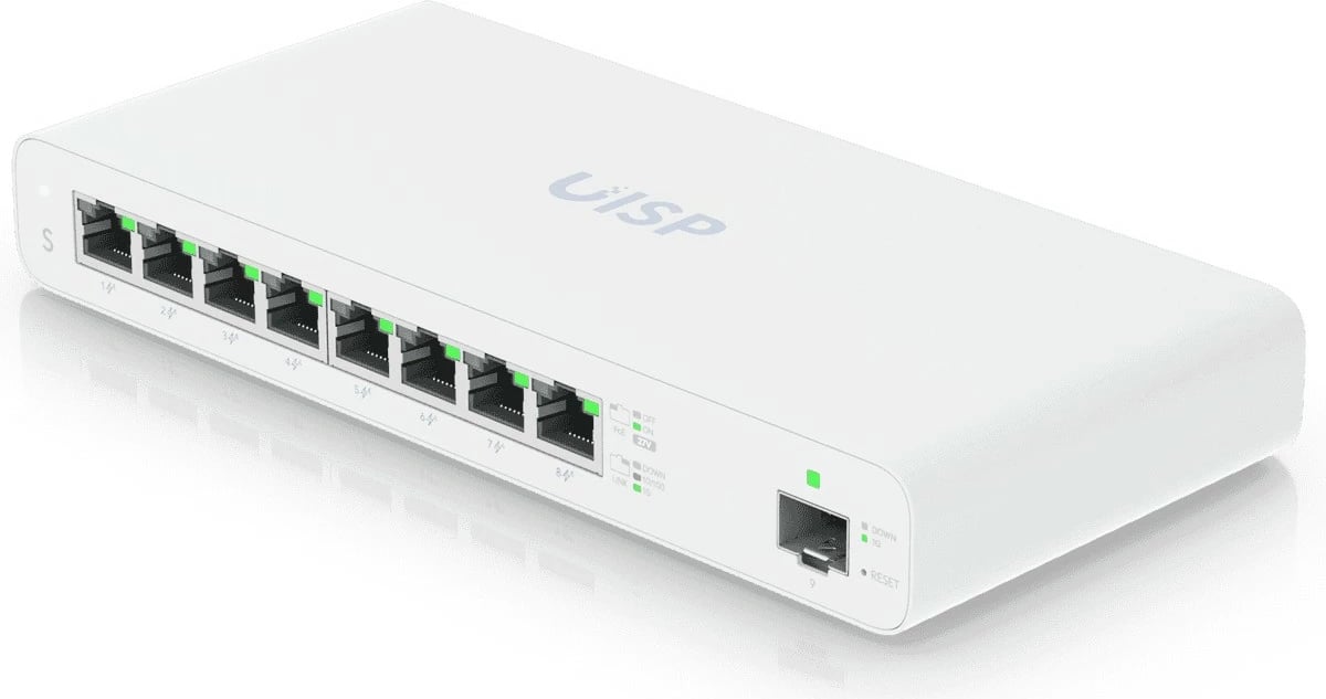 Switch Ubiquiti UISP-S PoE, 8 porta, Gigabit, e bardhë