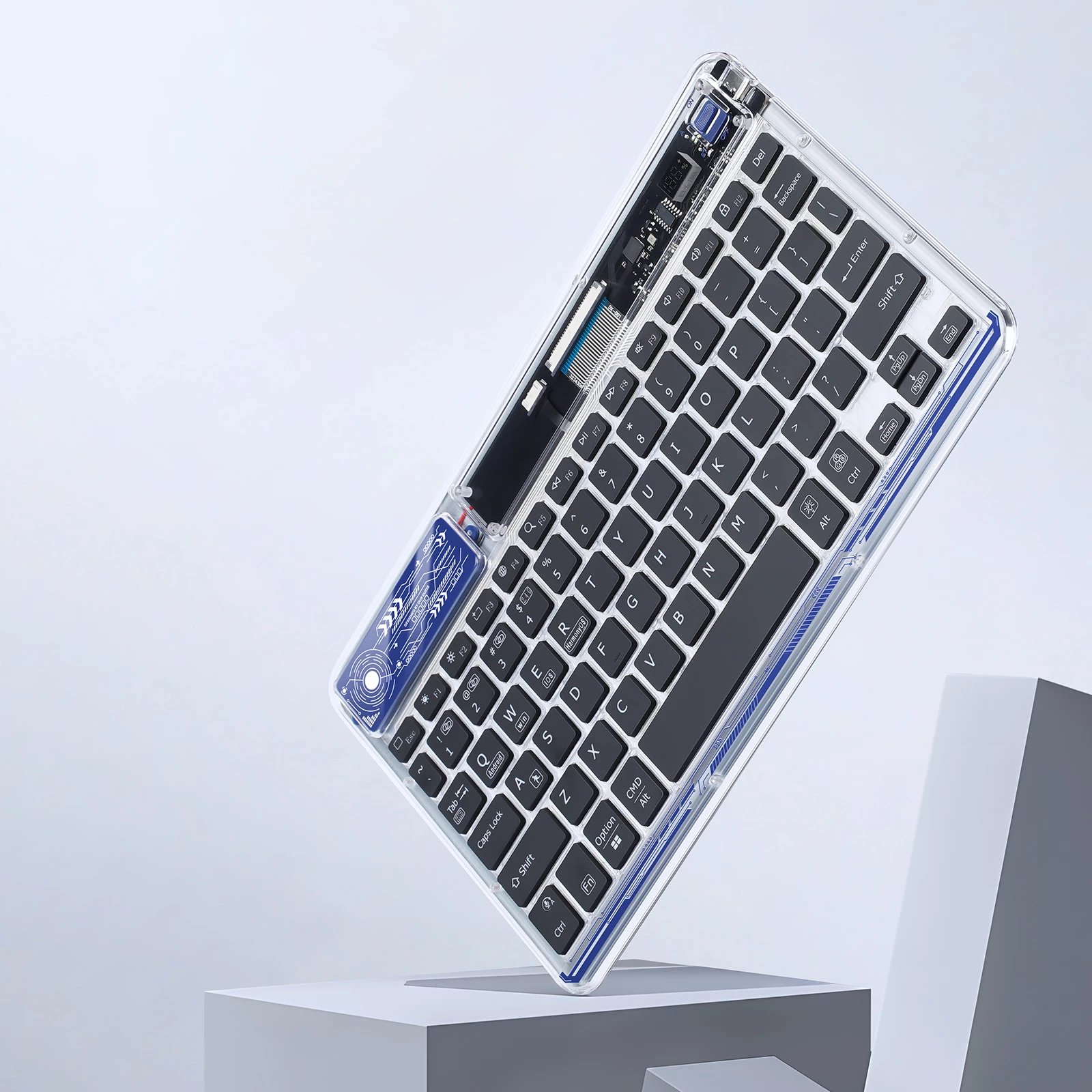 Tastierë wireless Dux Ducis CK Series, për laptop/tablet/celular, transparent/blu