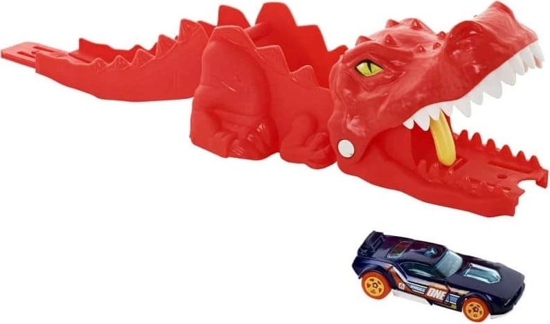 Set lodrash Hot Wheels Dinosaur Launcher GVF41 me makinë 1:64, Kuqe