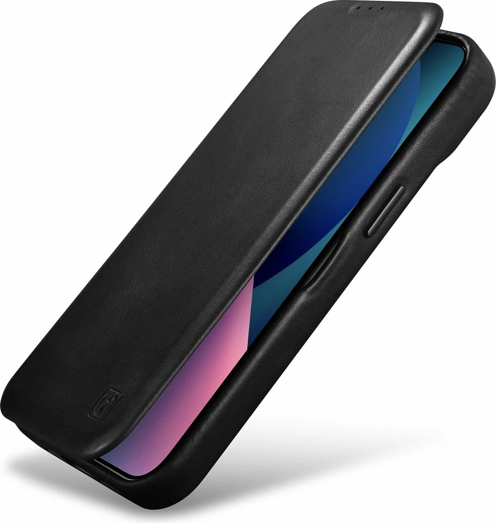 Mbështjellës iCarer Oil Wax Premium Leather Folio për iPhone 14 Plus, MagSafe, i zi