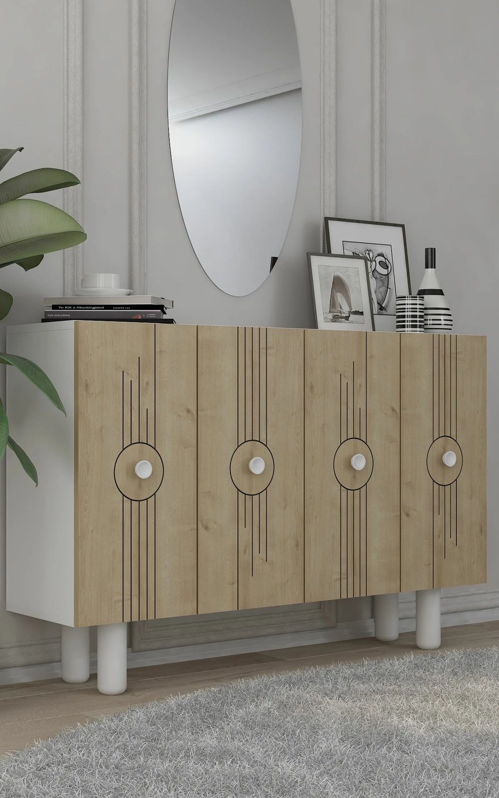 Konsol Skye Decor, Fraud Bohem KM120, e bardhë, lisi sapphire