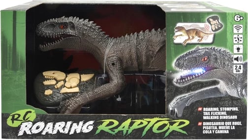 RC Roaring Raptor Grey Remote Control Dinosaur