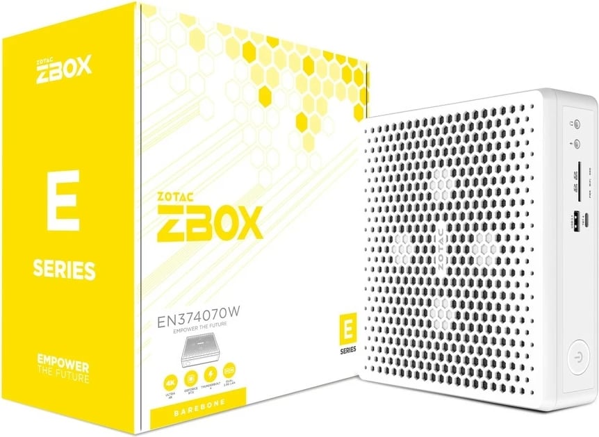 Barebone Zotac ZBOX-EN374070W-BE, Intel Core i7-13700HX, RTX 4070, 2xDDR5, M.2 SSD, Wi-Fi, BT, DUAL 2.5G LAN, EU+UK PLG, E bardhë