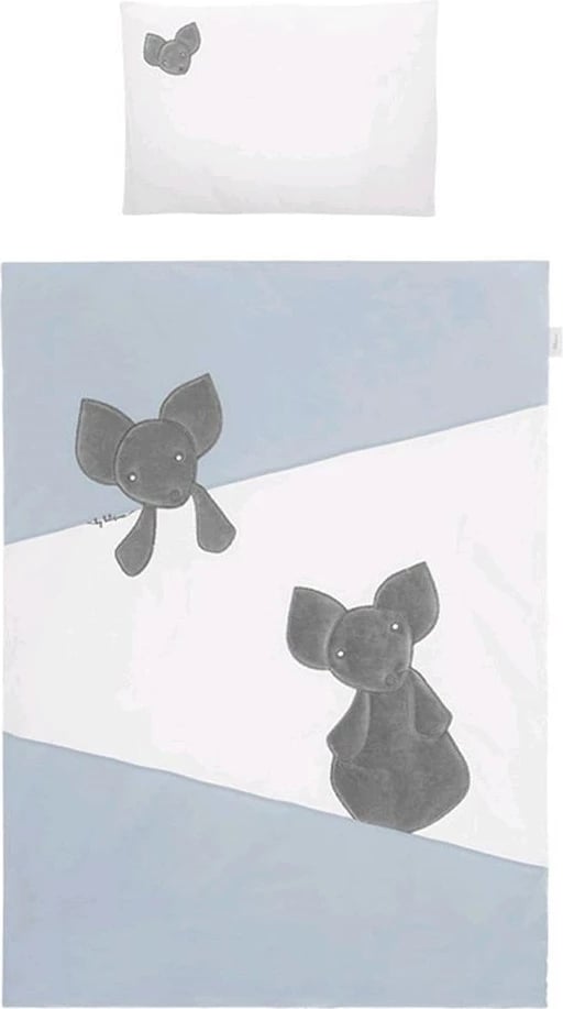 Set shtrati bebe, BELISIMA, Mouse, 5 copë, jorgan 90x120 cm dhe jastëk 40x60 cm, pambuk 100%, blu