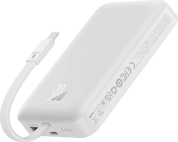Powerbank Baseus Magnetic Mini 10000mAh, 30W, MagSafe, e bardhë