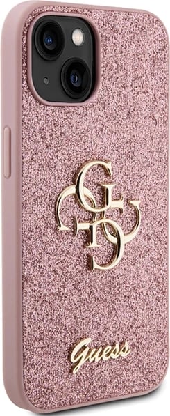 Mbështjellës Guess Glitter Script Big 4G për iPhone 15, Rozë Mbështjellës Guess Glitter Script Big 4G për iPhone 15, Rozë