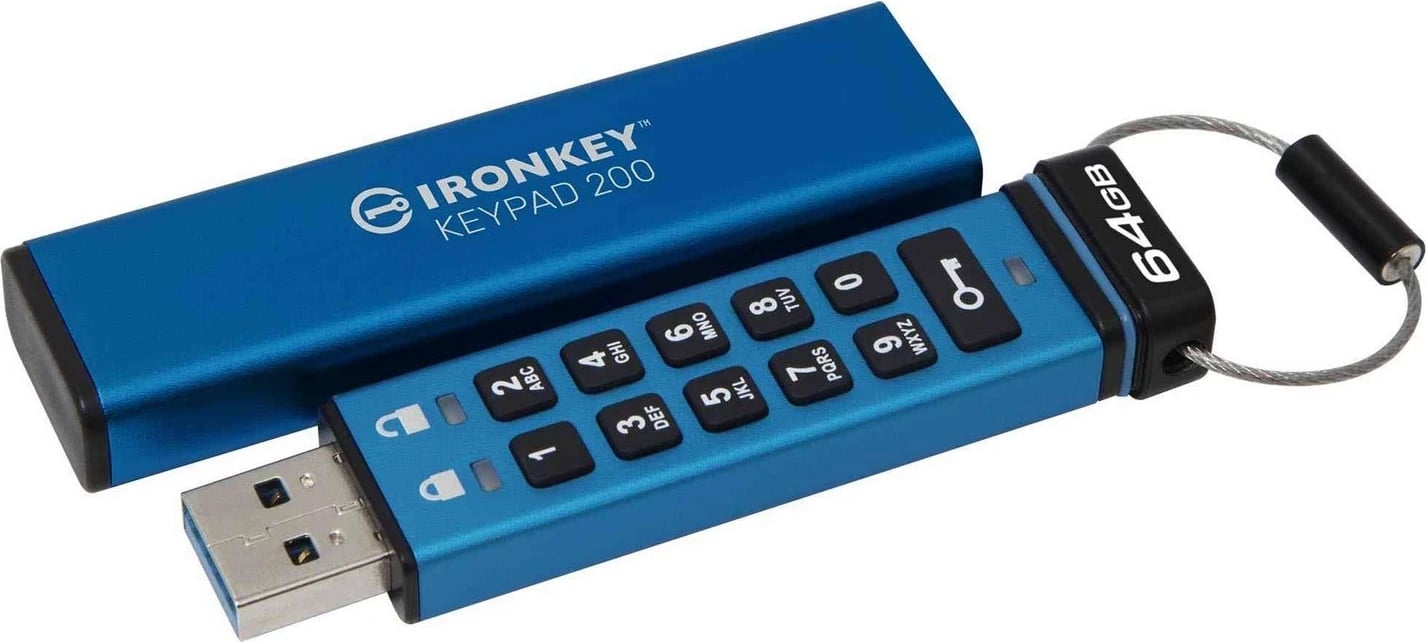 USB Kingston IronKey Keypad 200, 64GB, me mbrojtje AES