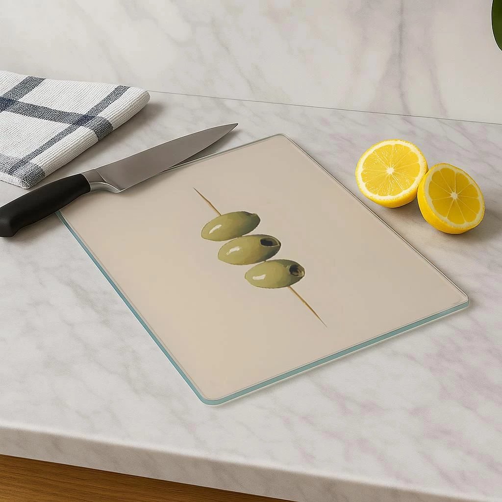 Dërrasë prerëse Hermia, qelq i temperuar, shumëngjyrëshe, 30x40cm