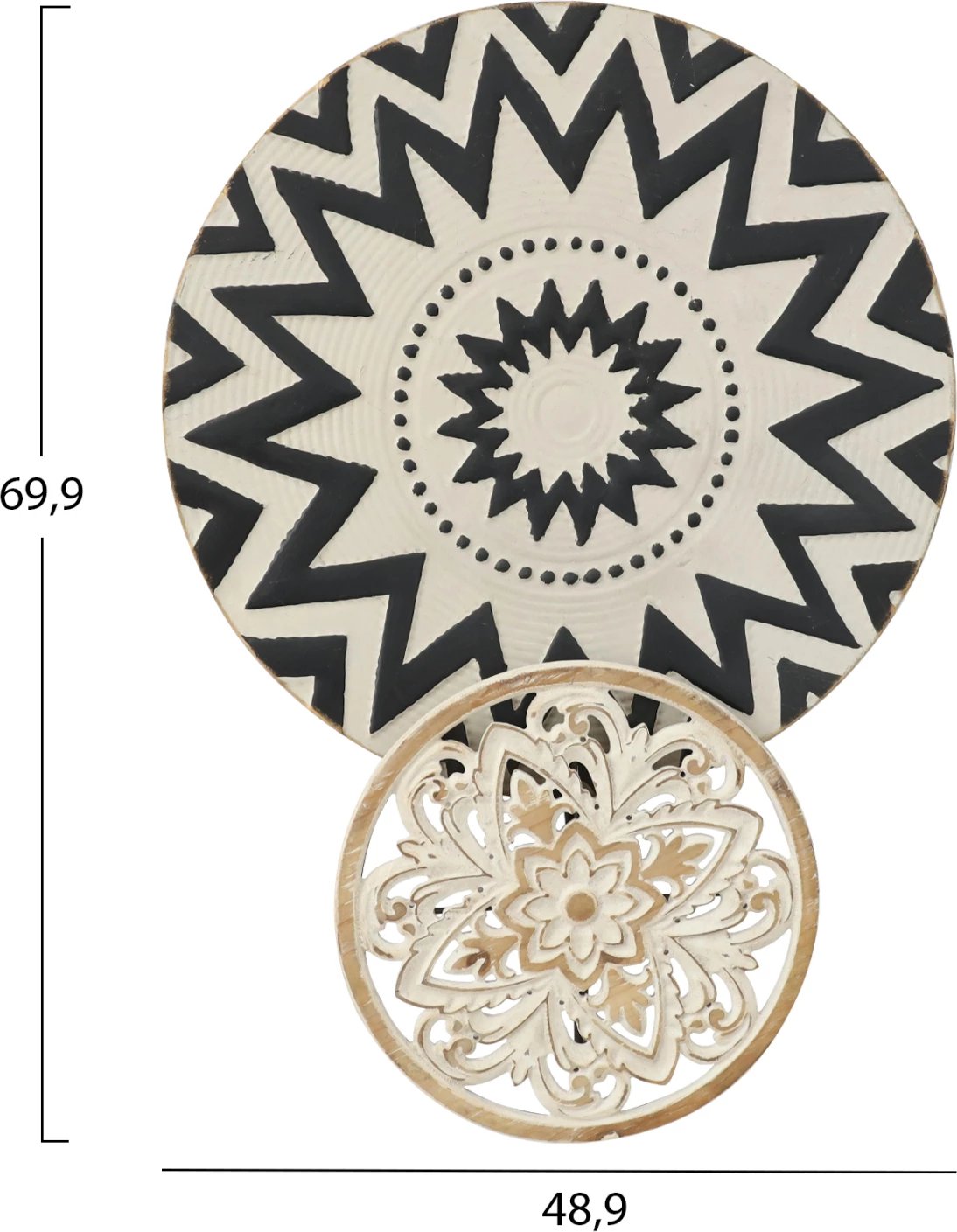 Dekor muri FH7554 metal 2-pjata stil nomad - e zezë, bezhë, e bardhë