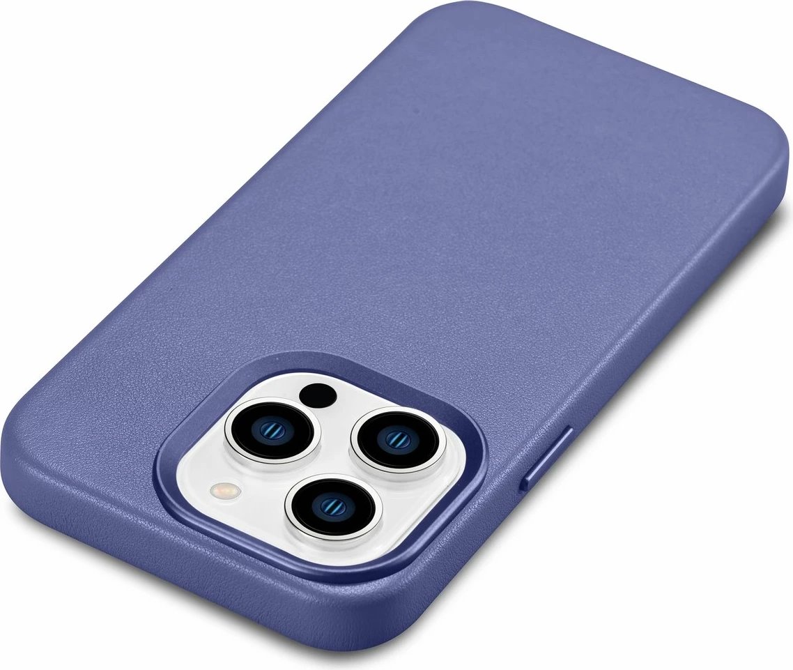 Mbështjellës iCarer për iPhone 14 Pro Max, lëkurë natyrale, MagSafe, Vjollcë e çelët