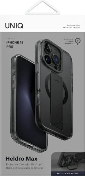 Mbështjellës UNIQ Heldro Max për iPhone 16 Pro 6.3", MagClick, i zi