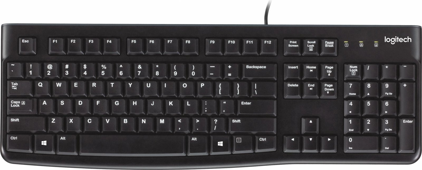 Tastierë Logitech K120, Full-size (100%), Wired, USB, QWERTY, E zezë