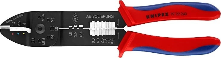 Vegël krimpimi KNIPEX 9722240, për prerje kabllosh, Blu