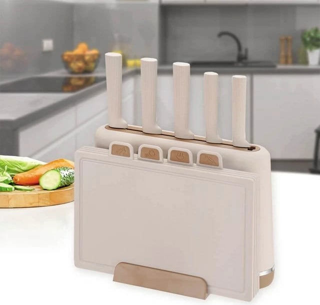 Set thika me bllok dhe dërrasa prerjeje Maestro MR-1412, bezhë