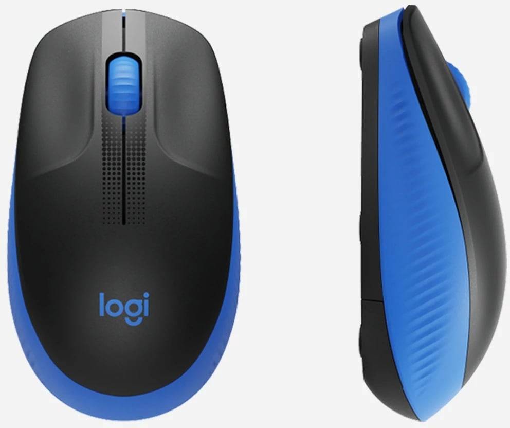 Maus Logitech M190 Full-size wireless, Ambidextrous, Optical, RF Wireless, 1000 DPI, Black, Blue