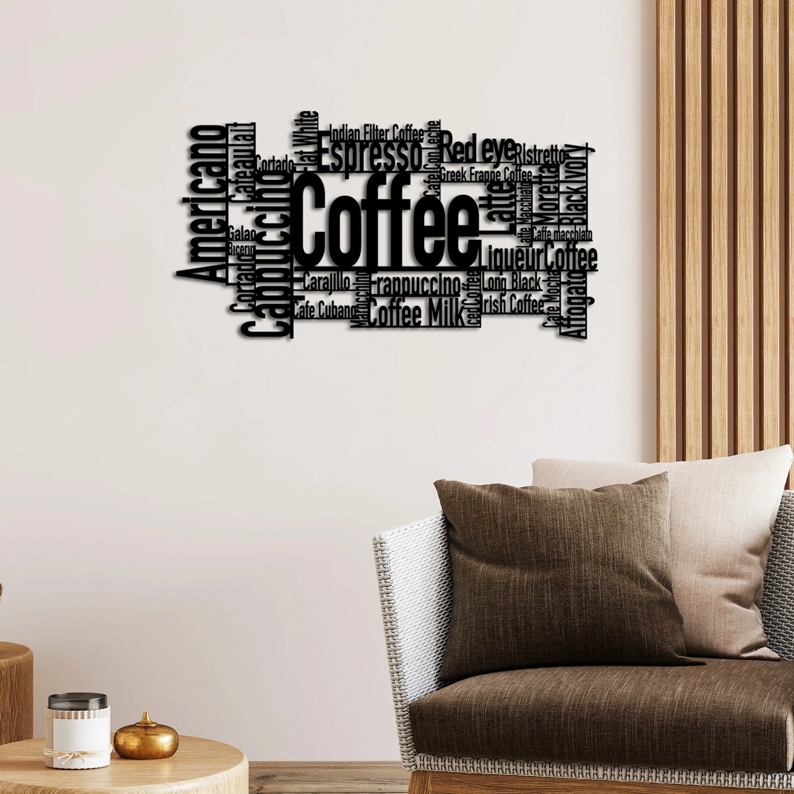 Aksesor dekorativ metalik për mur, Wallity, Coffee Or What?