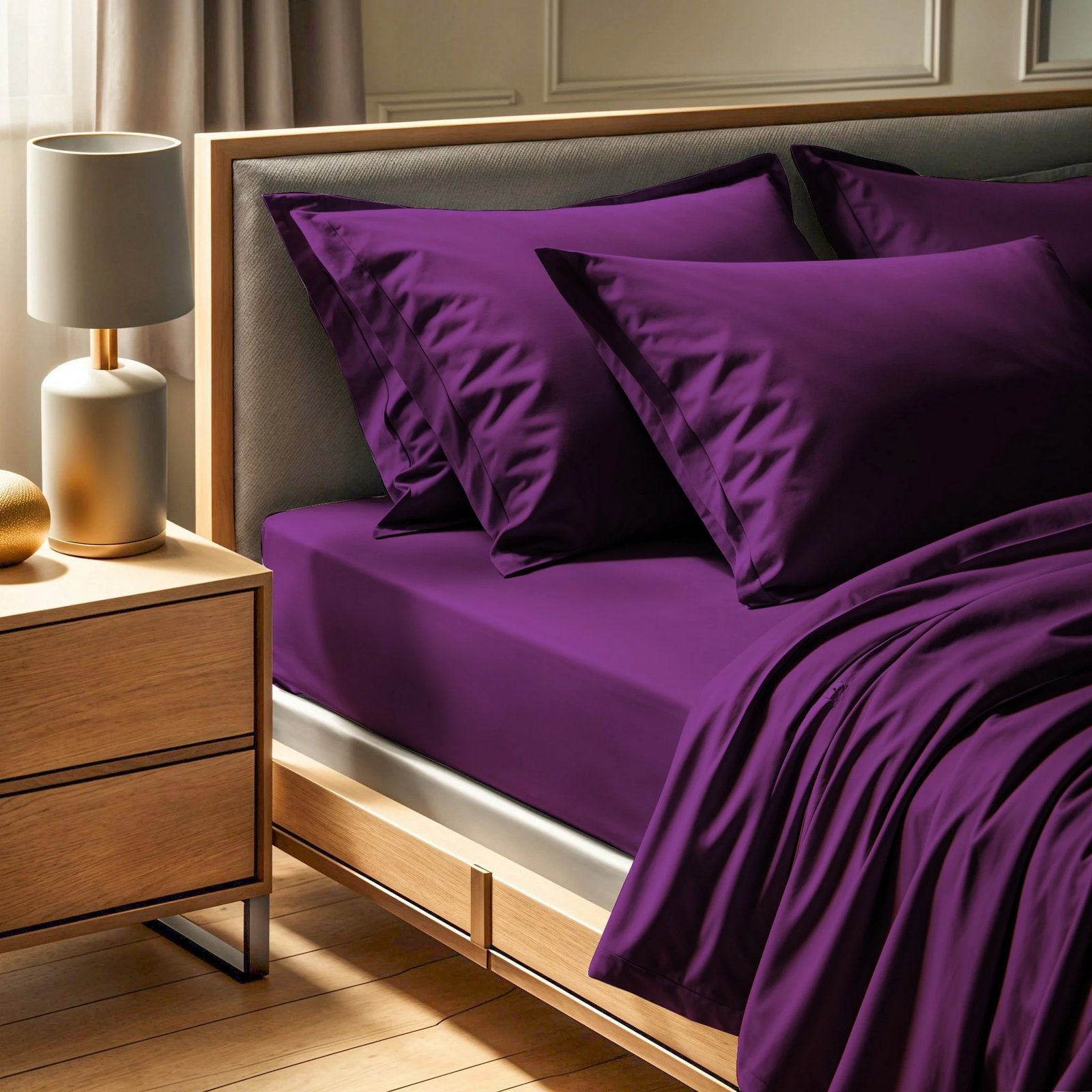 Çarçaf i vetëm ranforce, ngjyrë vjollcë, L'essentiel, 90x200+30cm