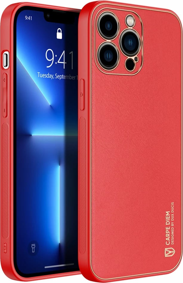 Mbështjellës Dux Ducis Yolo për iPhone 13 Pro, TPU+PU lëkurë, Kuq